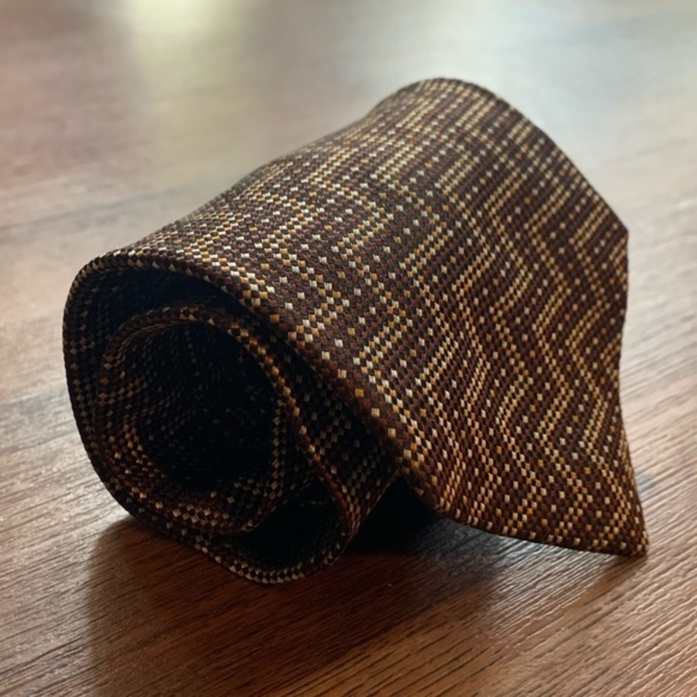 Canali Brown & Tan Zig-Zag Silk Tie